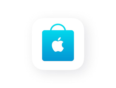 App Apple Store, icône représentant un sac, bleu