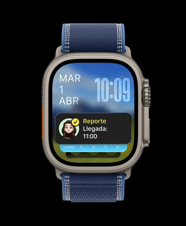 Apple Watch Ultra 3, color negro, caja de titanio, notificación de Reporte sobre una Pila Inteligente