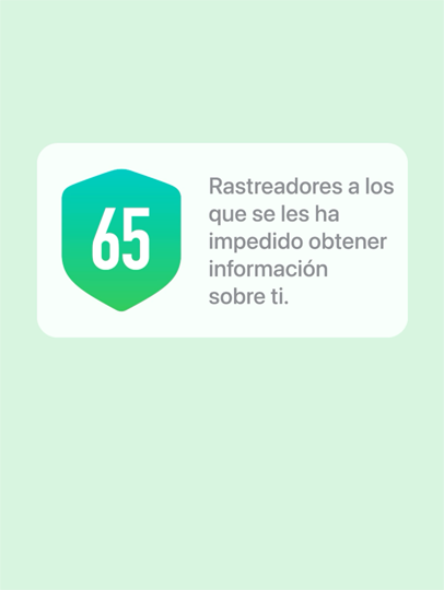 Una notificación con una insignia que detalla el número de rastreadores a los que se ha impedido obtener información sobre ti.