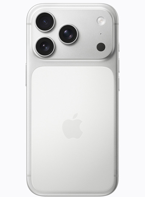 iPhone 17 Pro, sølv farge, fra baksiden