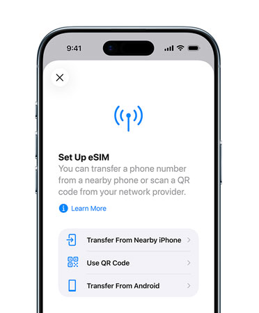 iPhone Air, front exterior, Set Up Cellular feature in use