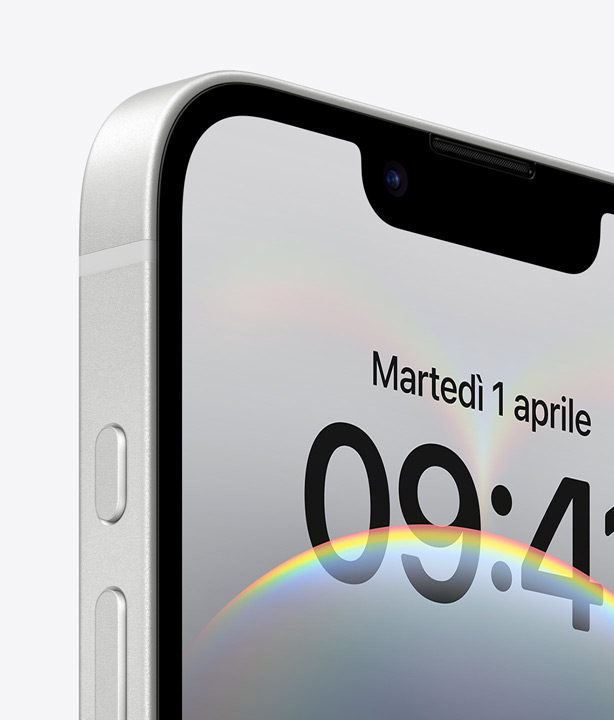Un primo piano molto ravvicinato del display in Ceramic Shield ultrarobusto