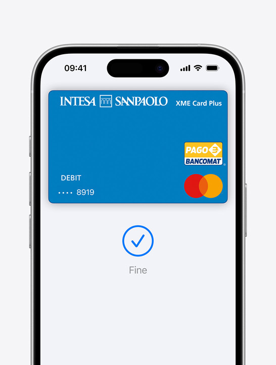 Una schermata che mostra un pagamento con carta di credito in Apple Pay