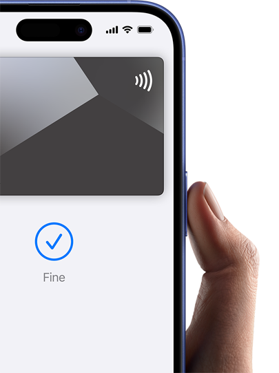 Una transazione Apple Pay completata premendo un pulsante