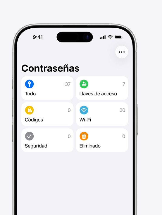 Pantalla de un iPhone que muestra la app Contraseñas, lista de apps, Doordash, Atlas Obscura, Koba, Quickbooks, LinkedIn, Etsy, con la dirección de correo del usuario guardada