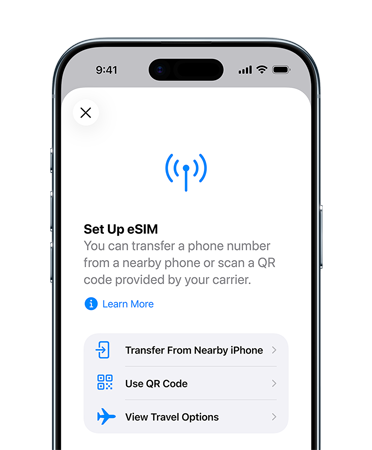 iPhone Air, front exterior, Set Up Cellular feature in use