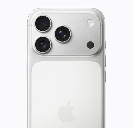iPhone 16 Pro، بلون التيتانيوم الأبيض، الجهة الخلفية الخارجية