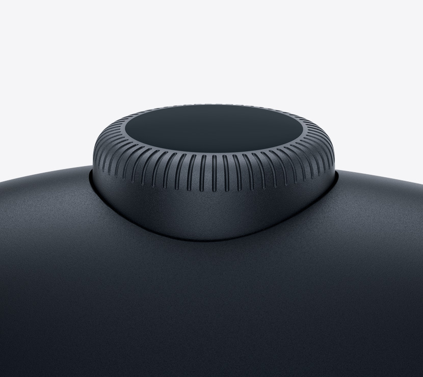 „AirPods Max“ „Digital Crown“ vaizdas stambiu planu.