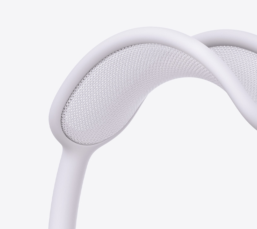 „AirPods Max“ lankelio vaizdas stambiu planu.