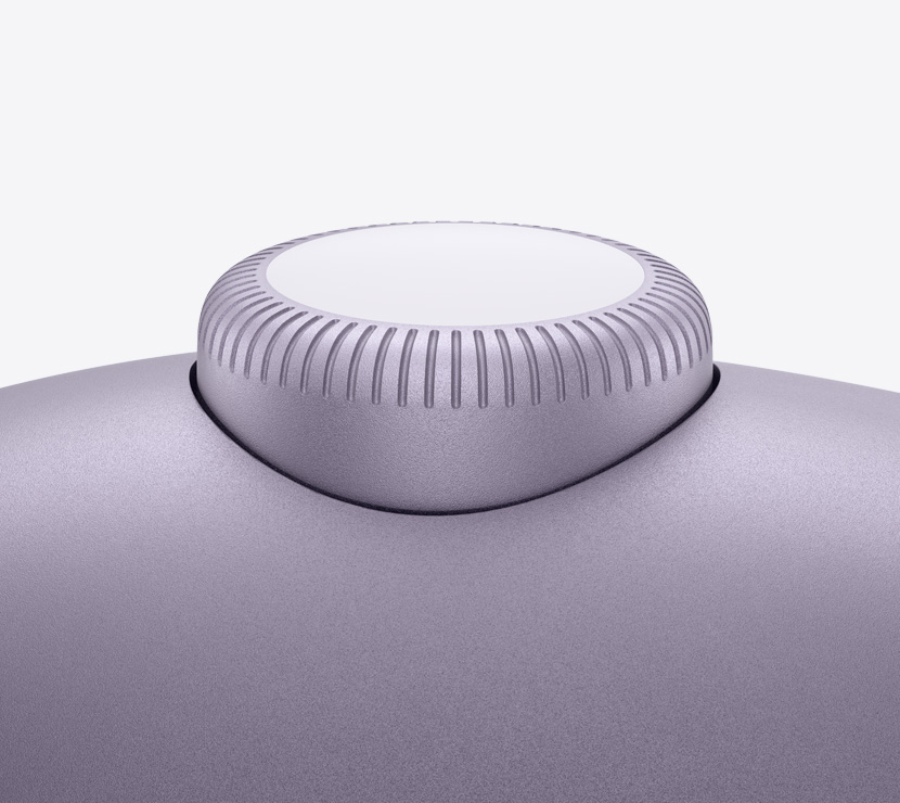 „AirPods Max“ „Digital Crown“ vaizdas stambiu planu.