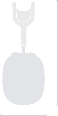 „AirPods Max“ iliustracija iš šono, kurioje nurodyti matmenys: aukštis – 187,3 mm, plotis – 83,4 mm.