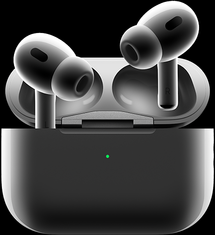 AirPods Pro vznášajúce sa nad otvoreným nabíjacím puzdrom MagSafe
