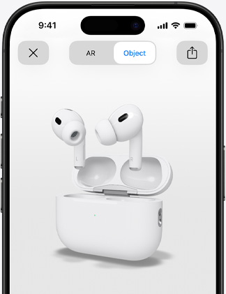 Obrazovka iPhonu s AirPods Pro v rozšírenej realite
