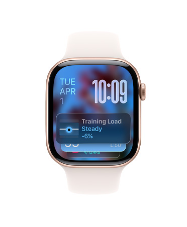 Apple Watch Series 11, kleur roségoud, kast van aluminium, Slimme Stapel-suggestie, rosé sportbandje