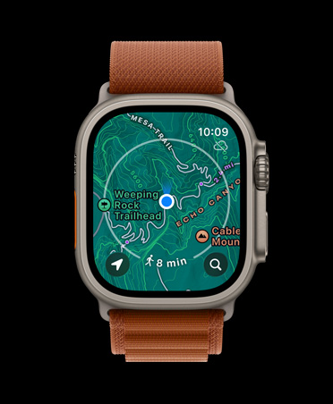 Apple Watch Ultra 3, värinä luonnontitaani, titaanikuori, offline-kartta, tulevat reittiohjeet, terrakotanvärinen Alpine-ranneke