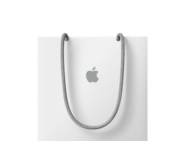 Apple shopping bag in white color with Apple Logo near top