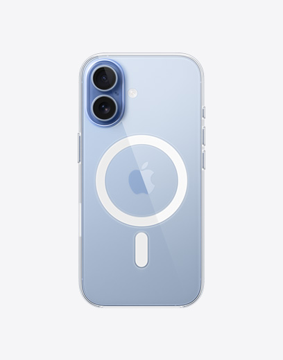 iPhone 17, back exterior, Clear case with MagSafe, Fusion camera system top left corner