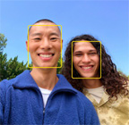 Centre Stage for photos feature in use highlighting the faces of three people
