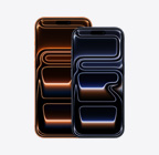 iPhone 17 Pro Max, vue avant, orange cosmique, iPhone 17 Pro, vue avant, bleu foncé