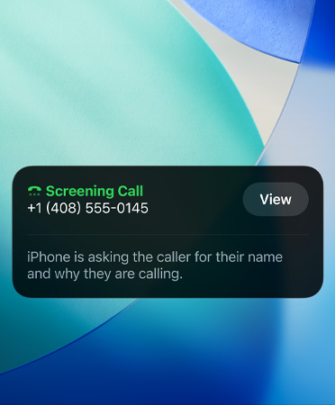 App d’iPhone montrant la fonctionnalité de filtrage d’appels en cours d'utilisation