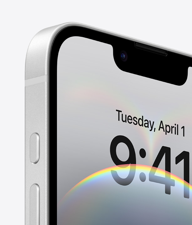 Foto closeup sangat dekat yang memperlihatkan layar ceramic shield super tangguh.