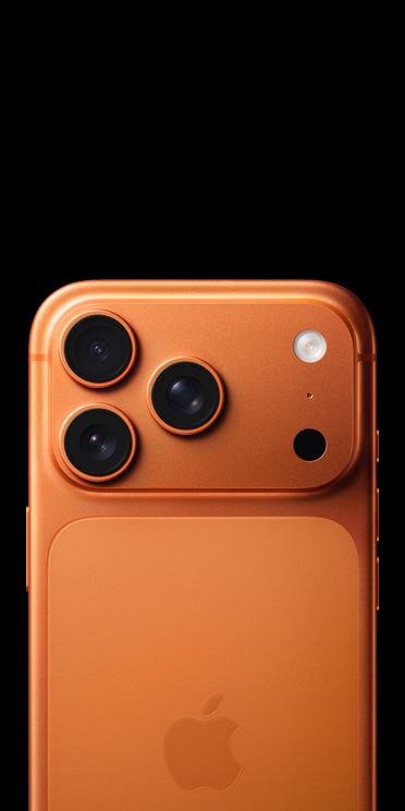 iPhone 17 Pro azul profundo, parte posterior que muestra el sistema de cámaras Pro, el flash LiDAR y el micrófono.