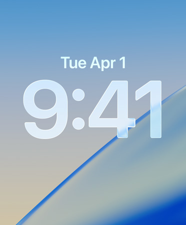 鎖定畫面以 Liquid Glass 字樣顯示時間