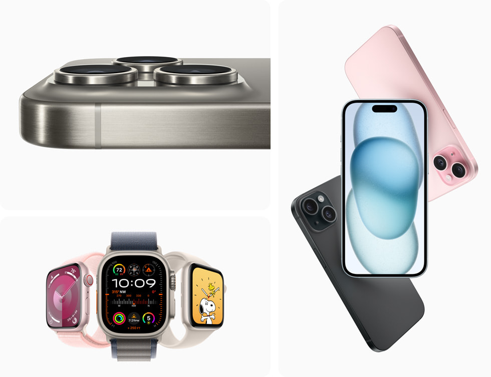 De nye iPhone 15- og Apple Watch-modellene vises.