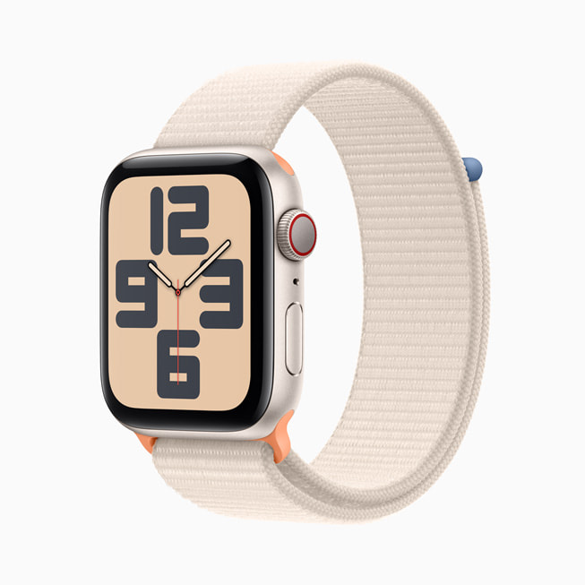 Yıldız ışığı alüminyum kasa Apple Watch SE ve yıldız ışığı Spor Loop.