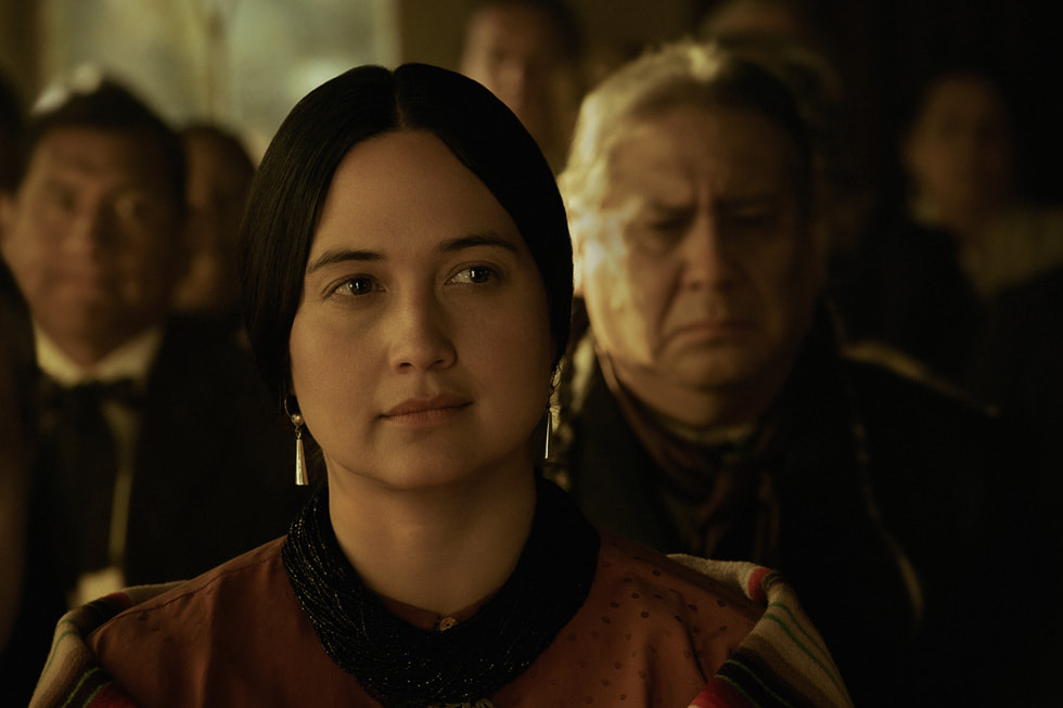 “Dolunay Katilleri” oyuncularından Lily Gladstone’un yakın çekim görüntüsü.