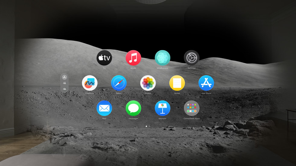 El Entorno de luna en Apple Vision Pro.