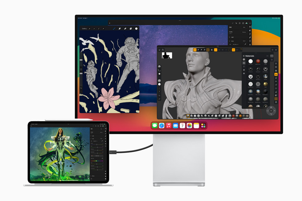 iMac에 연결된 iPad Pro의 모습.