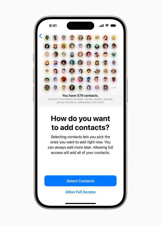 Toegang tot contactpersonen op iPhone 15 Pro.