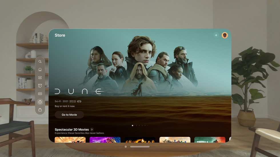 Dune i 3D vist på Apple Vision Pro.