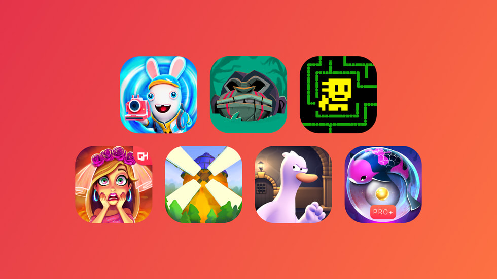Iconos que representan siete juegos de Apple Arcade.