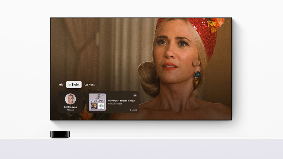 The InSight feature in tvOS 18 displaying song info in an Apple TV+ show. 
