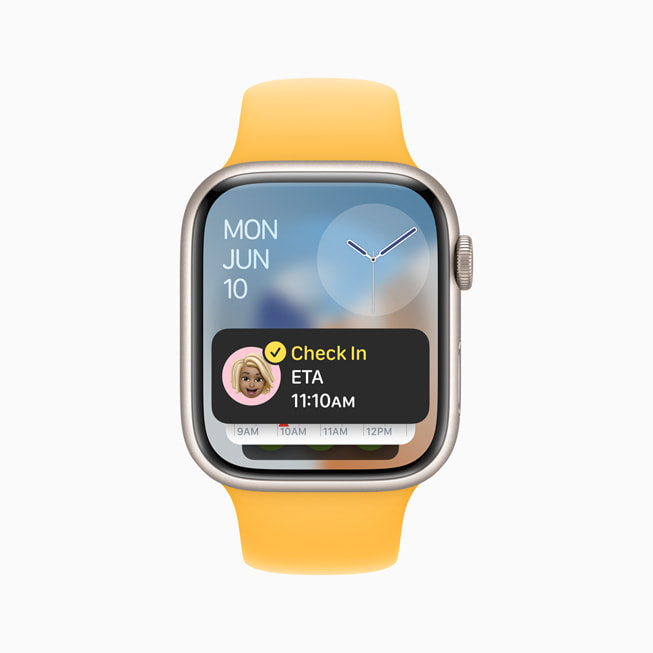 Aviso de Llegada en un Apple Watch Series 9.
