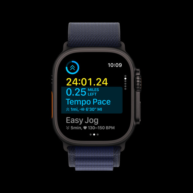 Zobrazení Následuje u vlastního cvičení ve watchOS 11 na Apple Watch Ultra 2.