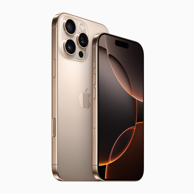 iPhone 16 Pro Max وiPhone 16 Pro بالتيتانيوم الصحراوي.