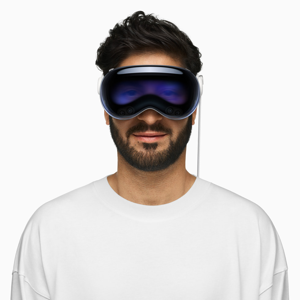 A man wearing Apple Vision Pro.