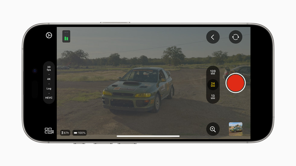 Final Cut Camera 1.1 visar HEVC Log-video.