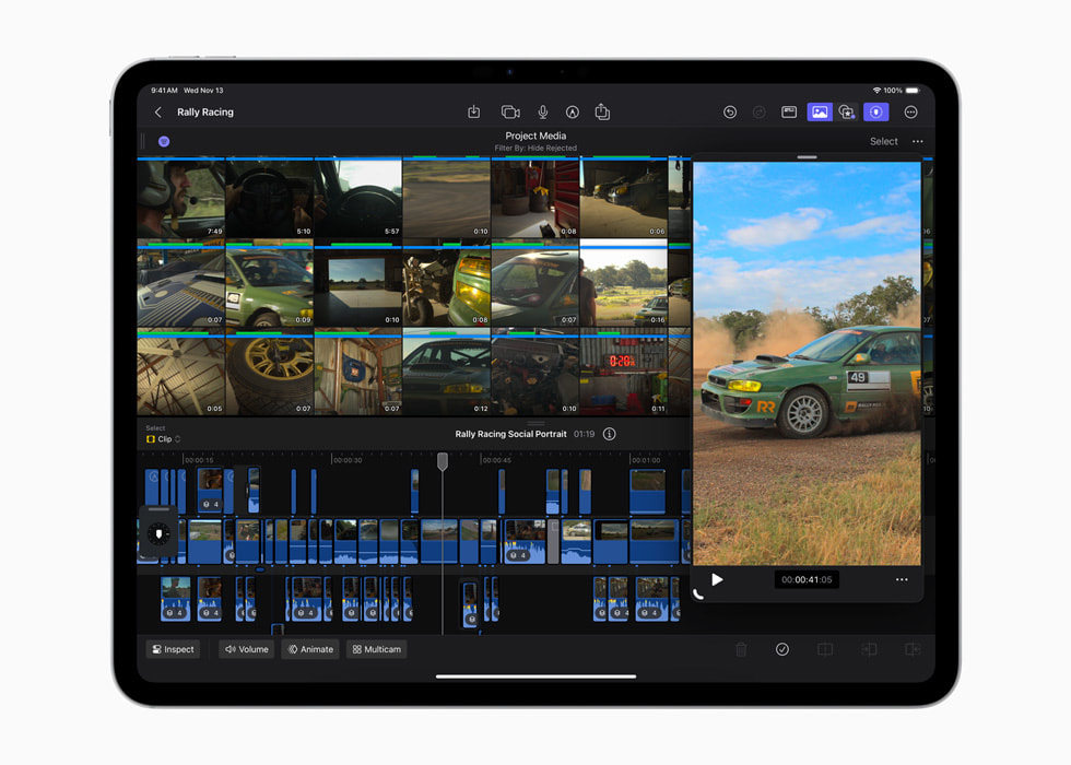 Förbättringar i arbetsflödet visas i Final Cut Pro för iPad 2.1 på iPad Pro.
