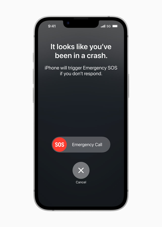 Detekce autonehody zobrazená na iPhonu 16e.