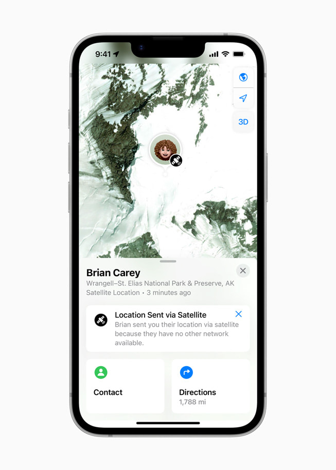 Aplikacja Znajdź (łącze satelitarne) na ekranie iPhone’a 16e.