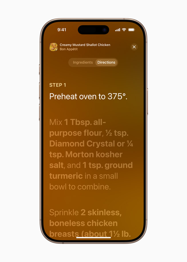 Recette en plein écran dans l’app Apple News.