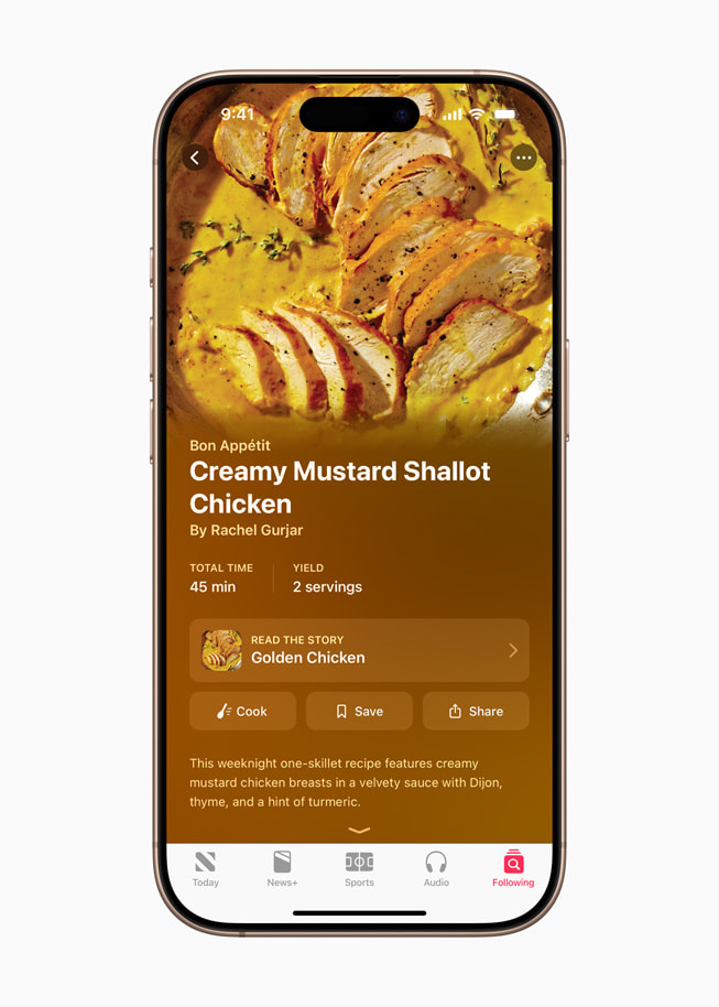 Recette de Bon Appétit dans la nouvelle catégorie Apple News+ Food.