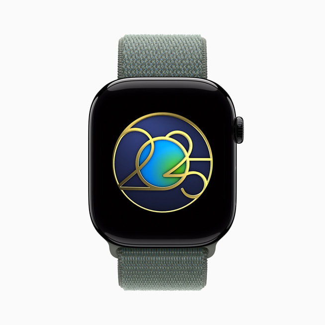 جائزة يوم الأرض ذات الإصدار المحدود معروضة على ساعة Apple Watch.
