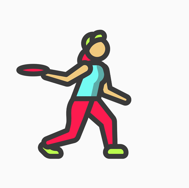 Icono ilustrado de una persona lanzando un frisbee.