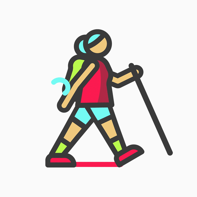 Icono ilustrado de una persona haciendo senderismo.