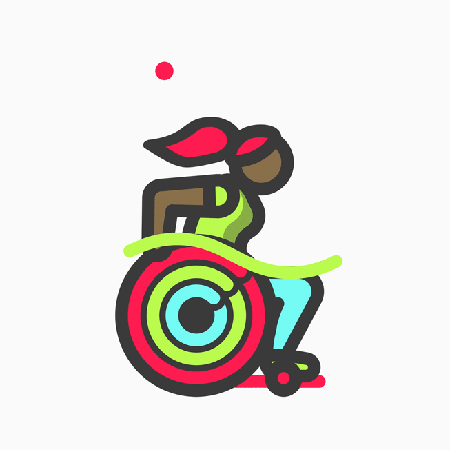 Icono ilustrado de una persona entrenando en su silla de ruedas.